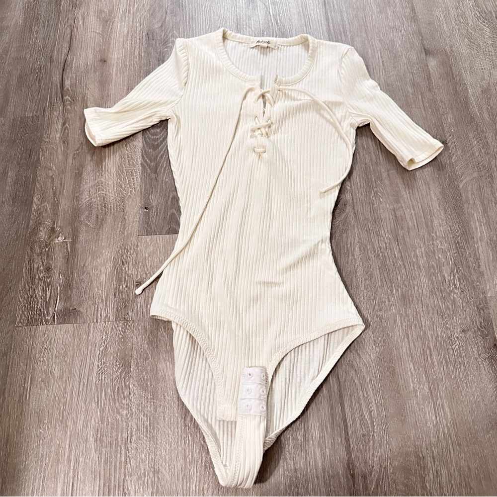 Madewell women’s lace up bodysuit SZ XS
